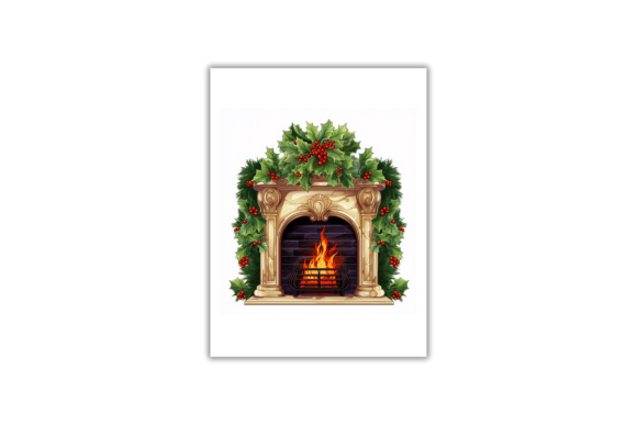 Download Watercolor Christmas Fireplace-Art Print - Print Collection