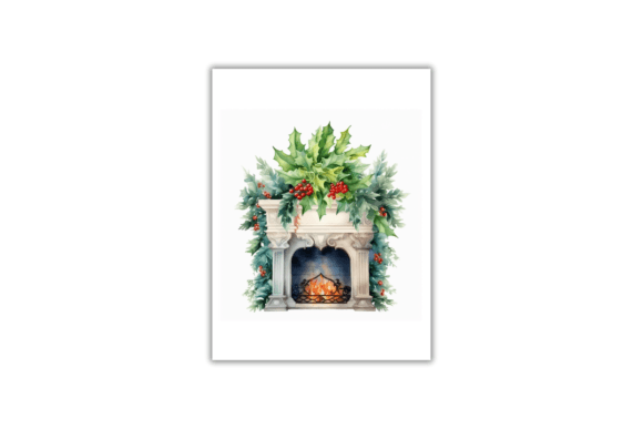 Download Watercolor Christmas Fireplace-Art Print - Print Collection