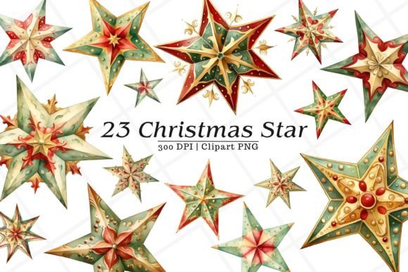 Download Christmas Star Watercolor Clipart - Star Collection