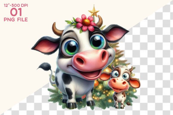 Download Watercolor Funny Christmas Cow Clipart - Funny christmas Collection